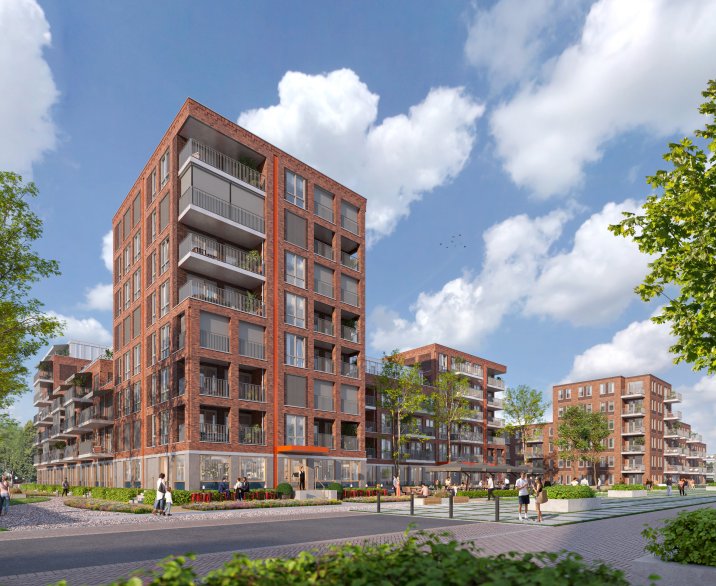 Impressie van woningbouwproject Rosso in het Euterpepark in Oss